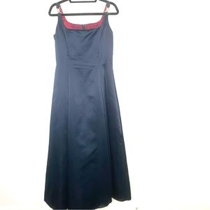 Scott McClintock Navy Blue Formal Lined Maxi Long Dress Rhinestone Straps Sz 12